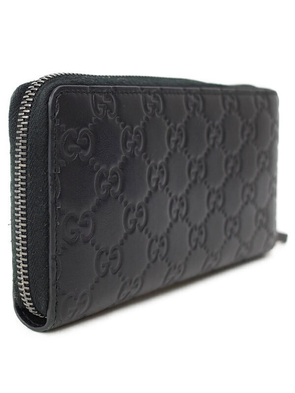 Gucci Round Wallet Zip Long Zip Around Signature Black